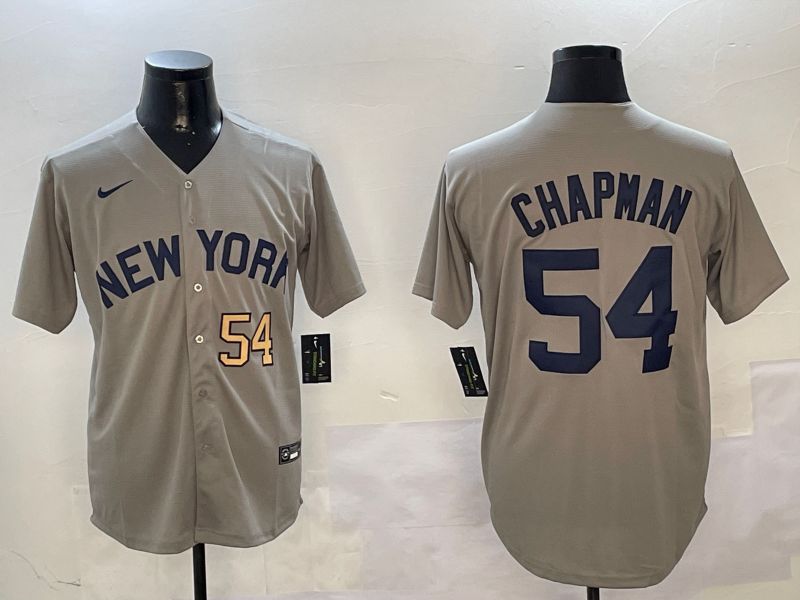 Men New York Yankees #54 Chapman Grey Game 2024 Nike MLB Jersey style 01082->indianapolis colts->NFL Jersey